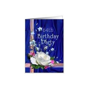  64th Birthday Party Invitation White Rose Card: Toys 