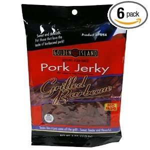 Golden Island Grilled Barbecue Pork Jerky, 4 Ounce Unit (Pack of 6 