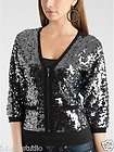 NWT $138 GUESS Splendor Sequin Sweater Cardigan Top XS