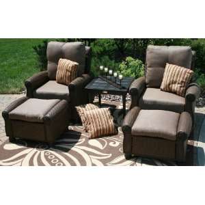   All Weather Wicker/Cast Aluminum Patio Furniture Deep Seating Chat Set