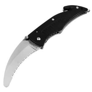   Folding Camping Knife w/ Clip Window Breaker Belt Cutter Black Handle