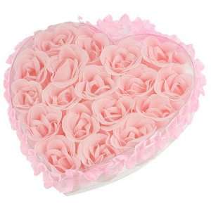 Rosallini Light Pink Pleated Hem Heart Gift Box Bath Soap Flower Petal 