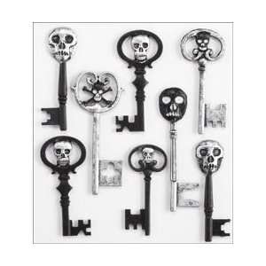   Boutique Parcel Dimensional Stickers Skeleton Keys; 3 Items/Order