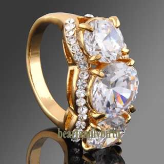 18k yellow Gold GP swarovski crystal wedding ring 1762 size 7,8  