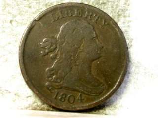 1804 FINE DRAPED BUST HALF CENT ID#Q214  