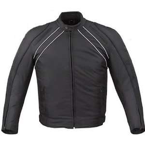  Mens Armored Black Textile Motorcycle Jacket w/ Reflective 