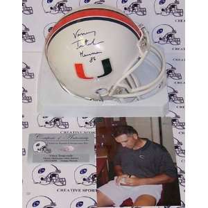 Vinny Testeverde Autographed/Hand Signed Miami Hurricanes Mini Helmet 