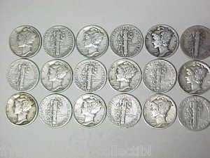 Complete Set of Mercury Silver Dimes 1940 1945 Fine and VF   All 18 