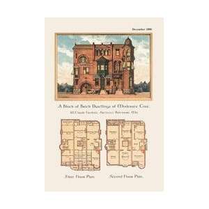  A Block of Brick Dwellings at Moderate Cost 12x18 Giclee 