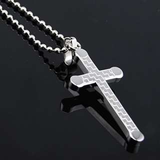 Mens Stainless Steel Fashion Cross Pendant Necklace 196  