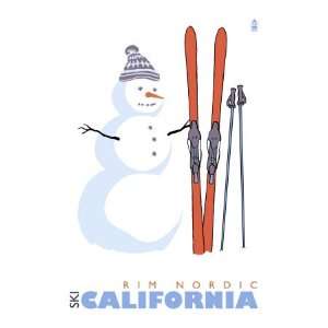  Rim Nordic, California, Snowman with Skis Premium Poster 