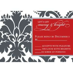  Large Damask Charcoal Response Cards