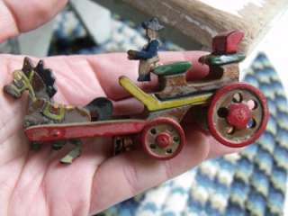 Vintage Lot 4 Miniature Wood Horse & Carriages Stagecoach Drivers Hand 
