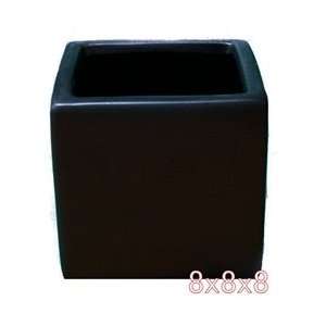  Ceramic Cube Vase 8x8x8   Black: Home & Kitchen
