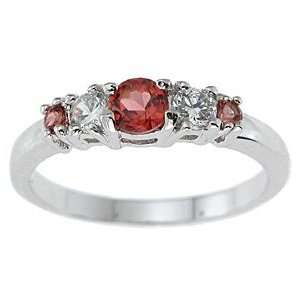   NEW 925 Sterling Silver CZ Genuine Red Garnet Ring: Jewelry