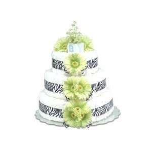  Bloomers Baby 3 Tier Diaper Cake   Lime Green Daisies with 