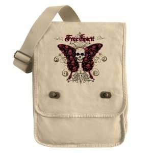  Messenger Field Bag Khaki Butterfly Skull Free Spirit Wild 