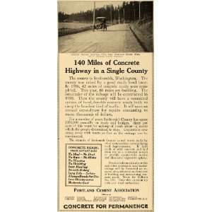  1917 Ad Portland Cement W C Bickford Highway Snohomish 