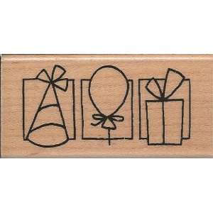  Birthday Trio Window Wood Mounted Rubber Stamp (L141 