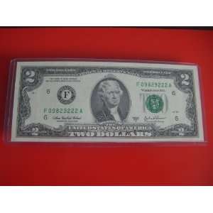  Lucky Money 222 End Fancy Serial Number Uncirculated $2 