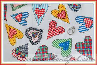 BOOAK Fabric Heart VTG Gingham Red B&W Rainbow Dot Lace Cotton 