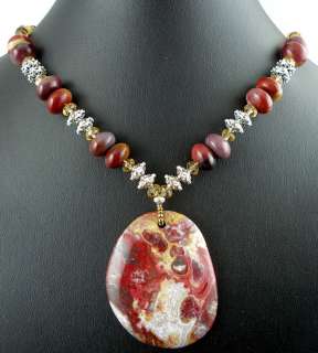 One of a Kind natural Crazy Lace Jasper,Citrine beads handmade jewelry 