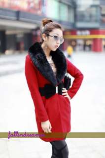 Womens Clothing Shearling Black/Red Wool Coat M/L/XL  