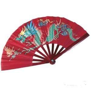  Chinese Kung Fu Bamboo Dragon Fighting Fan   Red Sports 