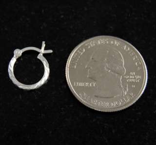 Sterling Silver 12mm Hinged Diamond Cut Hoop Earrings 925 Italy 