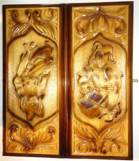 EXCLUSIVE HUGE Russian new carved wooden handmade BACKGAMMON work 