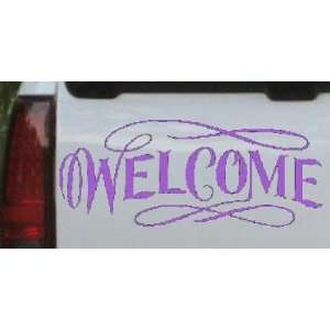 Purple 18in X 7.4in    Welcome Swirls Business Car Window Wall Laptop 