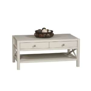  Cocktail Coffee Table with Drawers in Antique White Finish 
