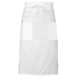 Chef Works 122A WHT White Two Pocket Bistro Apron, 32 InchL by 28 