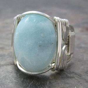 ite Cabochon Sterling Silver Wire Wrapped Ring ANY size  