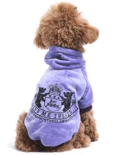 Dog PURPLE Hoodie Velour Jacket Coat Clothes Any Size  