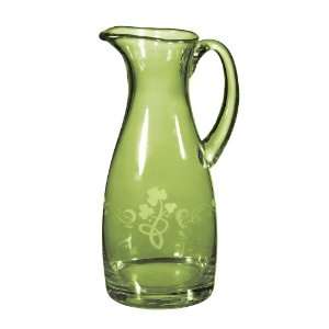   Green Etched Glass Shamrock Small Pitcher: Kitchen & Dining