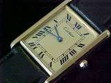 Vintage Mens Classic Roman Numeral Cartier Tank Wristwatch  