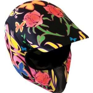 Moto Vation Racing Helmet Skinz , Color: Black, Style: Flower Power 