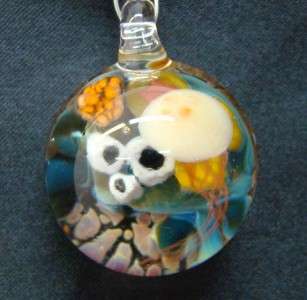   Blown Glass Tide Pool With Jellyfish Pendant Made In Oregon  