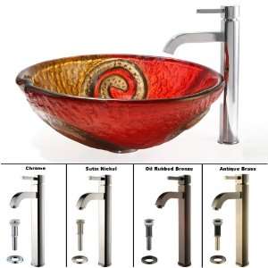   Rubbed Bronze Copper 17 Copper Snake Glass Vessel Sink (17mm Thick
