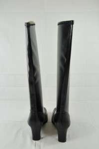 CLARKS MEADEN BLACK LEATHER DRESS PULL UP STRETCHY TALL KNEE HIGH BOOT 