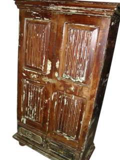 Antique India Furniture Teak Wood Rustic Patina Wardrobe Armoires 