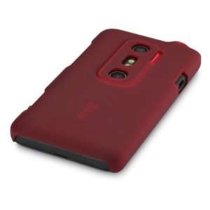  HTC EVO 3D RUBBERIZED TRANSPARENT BACK COVER CASE   RED 