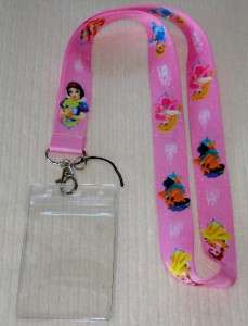 PRINCESS Disney Trip Lanyard Pin Key Park Fast Pass ID Pouch Belle 