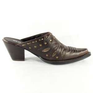 Womens Western Mules, Cowgirl Shoes, Brown 6.5US/37EU  