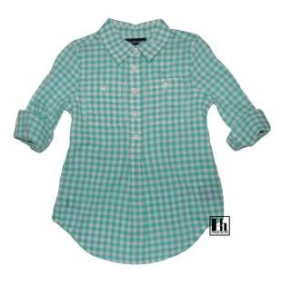 NWT Ralph Lauren Girls Green Gingham Pullover Shirt  