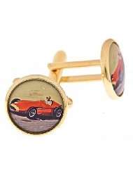 JJ Weston gold plated cufflinks with red racer or racing car image 