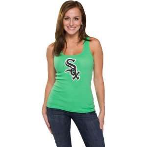  White Sox Womens Kelly Green Primary Logo Fashion Rib Tank: Sports