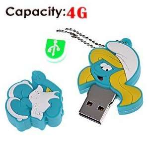    4G Rubber USB Flash Drive with Shape of Smurfs (Blue) Electronics