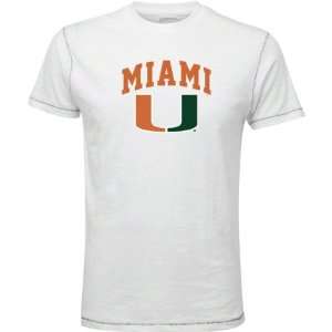  : Miami Hurricanes White Arch Logo Vintage T Shirt: Sports & Outdoors